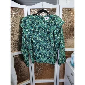 Grailed Green Ruffle Shoulder Floral Top Medium E.XianLiuXing Japanese Designer